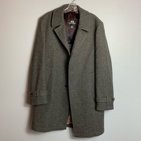 MENS HEAVY STAFFORD WOOL OVERCOAT 42L—button off